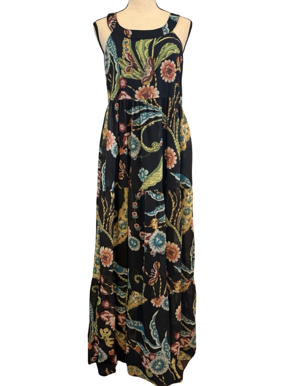 MELLODAY Black Floral Paisley Maxi Dress